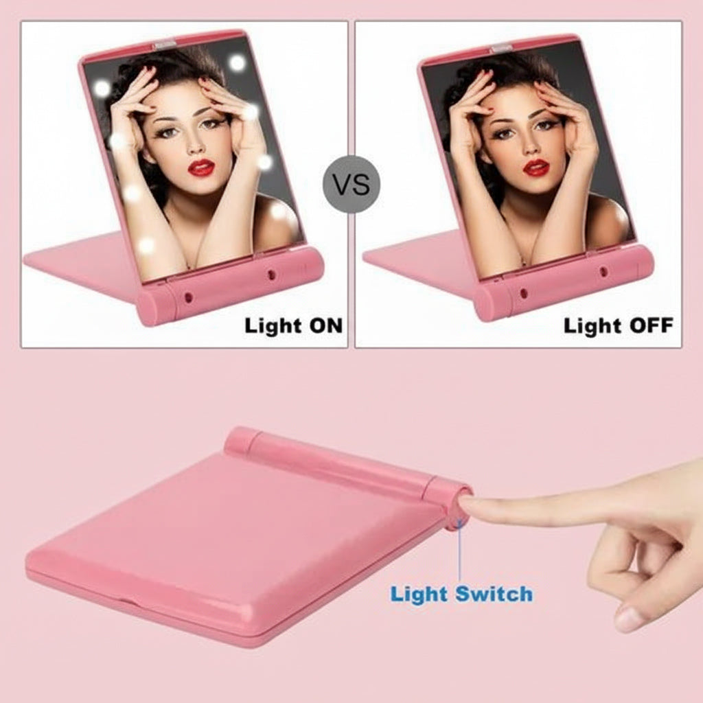 Portable Folding Makeup Mirror with led Lights
